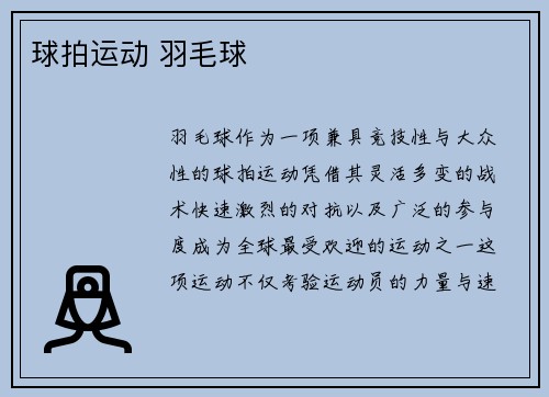 球拍运动 羽毛球